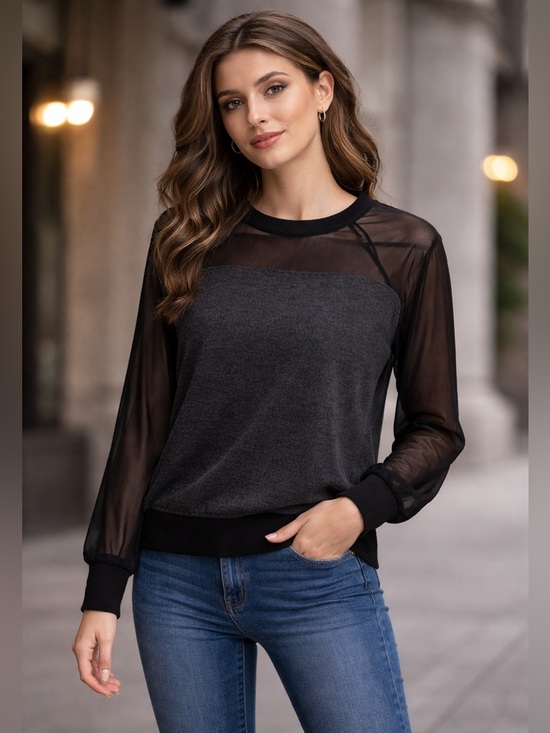 Armani Exchange Dresses & Skirts - A|X Armani Exchange Black Sheer Mesh Shimmer Top Size M